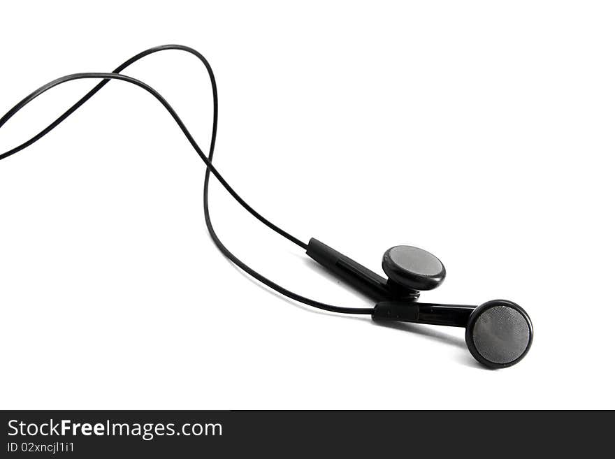 Black earphones isolated on white