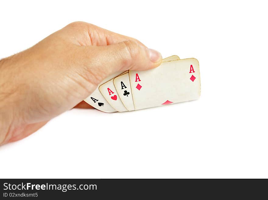 Look at playing cards on white background. Look at playing cards on white background