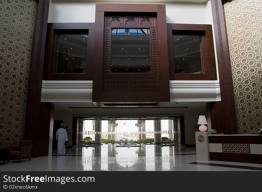 Hotel entrance in the luxury arabic hotel