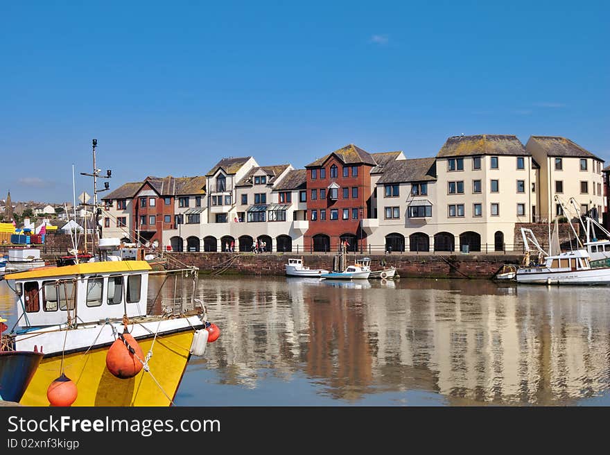 Yellow boat in Maryport harbour