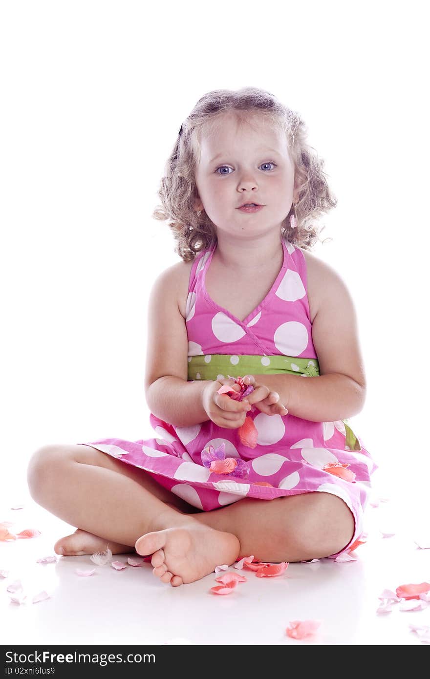 Photo Of Adorable Young Girl On White Background