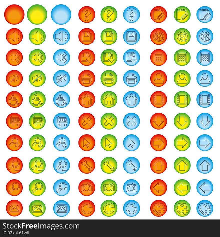 Color circle icons set (Everything depicted within this illustration is designed by me - Bsilvia). Color circle icons set (Everything depicted within this illustration is designed by me - Bsilvia)