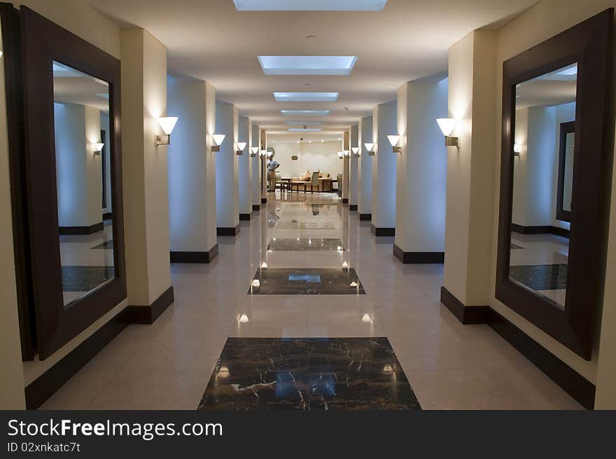 Hallway and corridor in the luxury arabic hotel