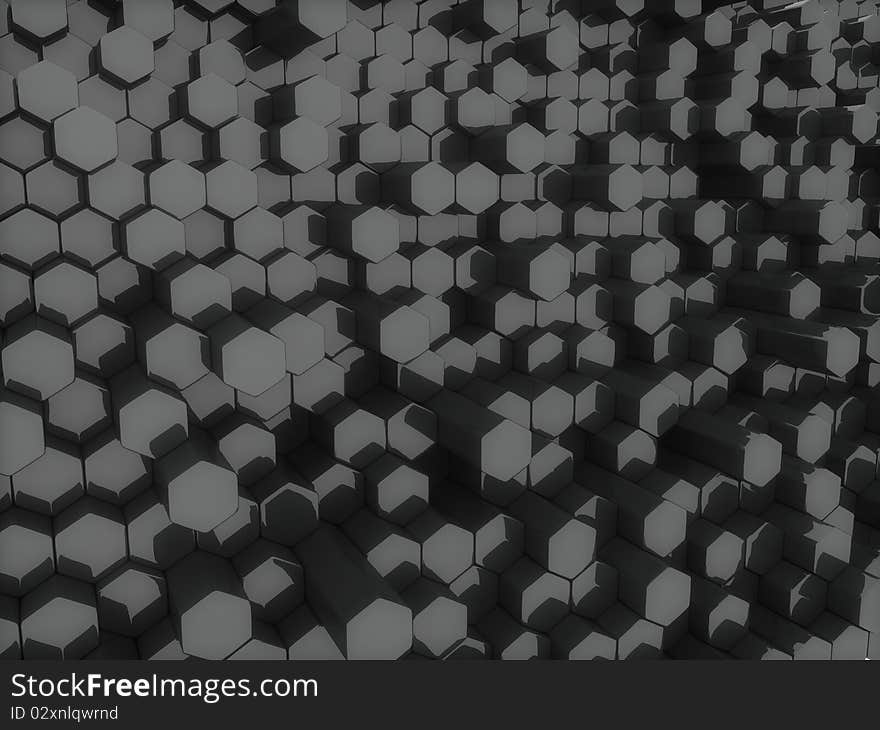 Abstract black background with dynamic hexagons. Abstract black background with dynamic hexagons