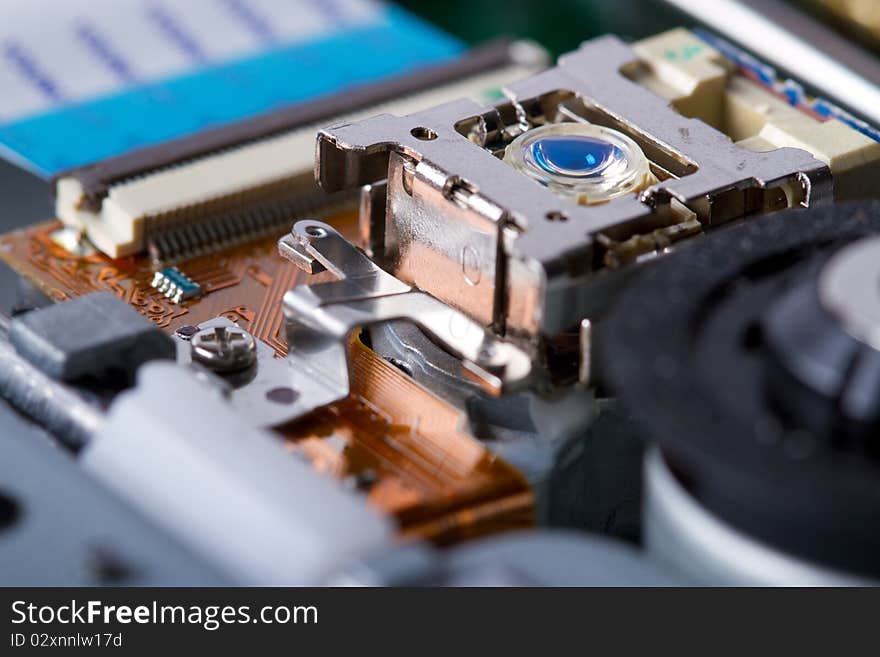 Internal workings of an optical drive unit. Shalloe depth of field. Internal workings of an optical drive unit. Shalloe depth of field.