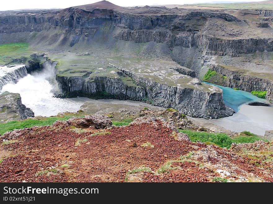 Clash of rivers near Dettifoss in iceland