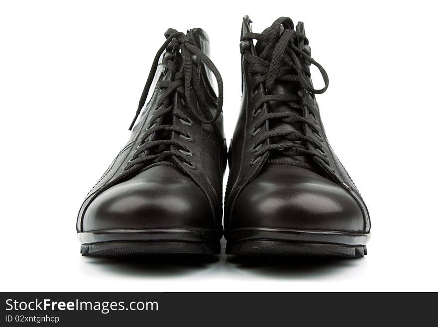 Black shoes isolated on white, easy and convenient