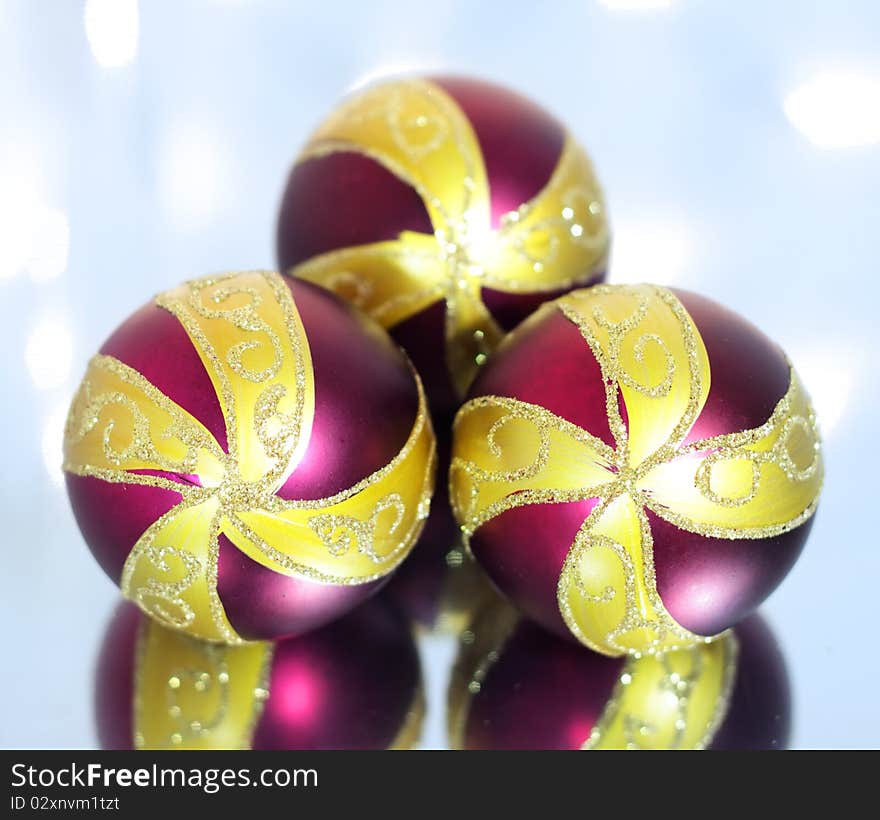 Three red Christmas ball