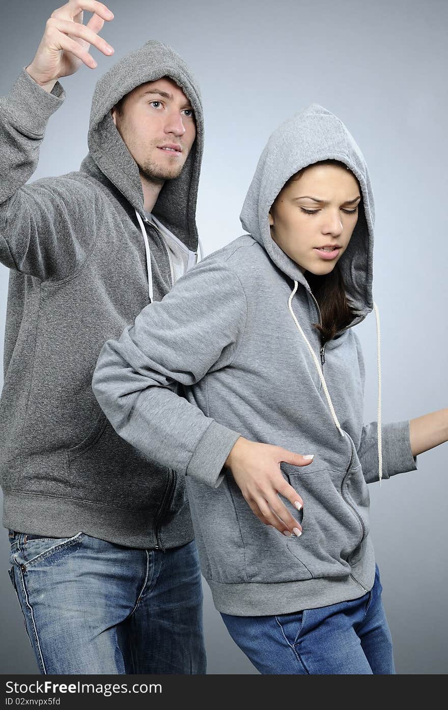 Girl And Boy Practicing In Studio