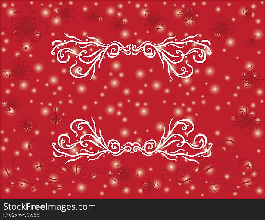 Christmas and new year background with snowflakes, ornament and space for text