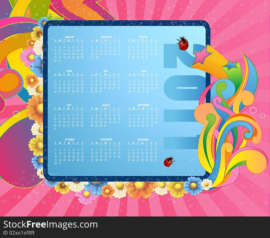 Vector Illustration of colorful style design Calendar for 2011