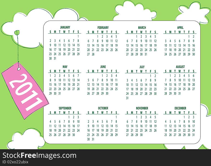 Vector Illustration of colorful style design Calendar for 2011