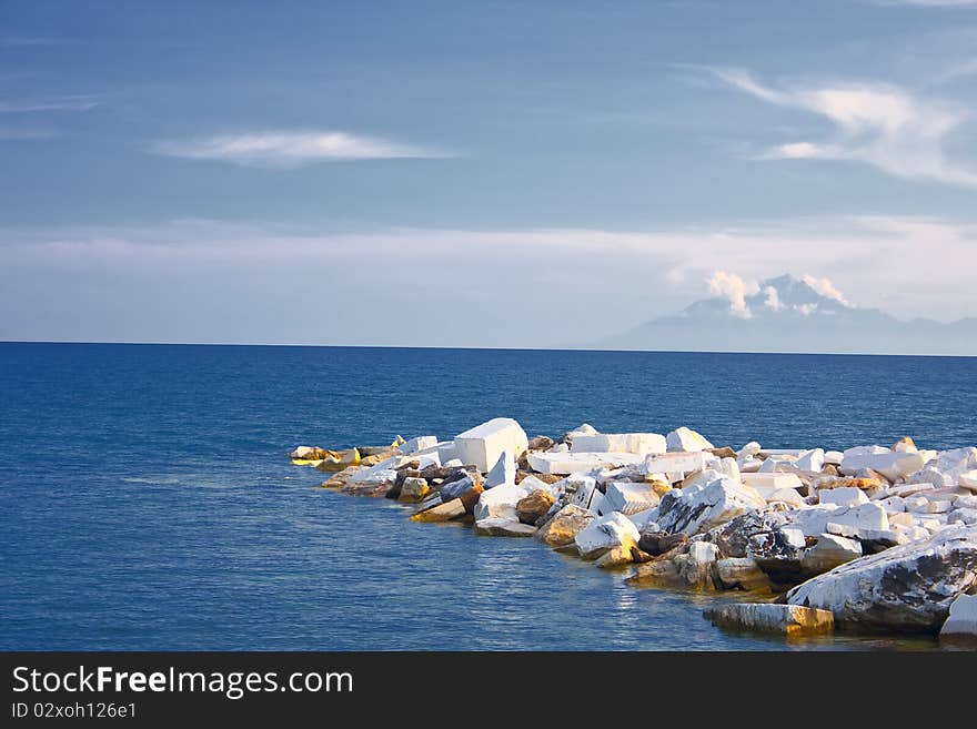 A rocky pier in greece