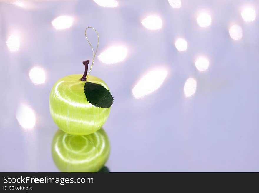 One decorative Christmas ball with a blue background