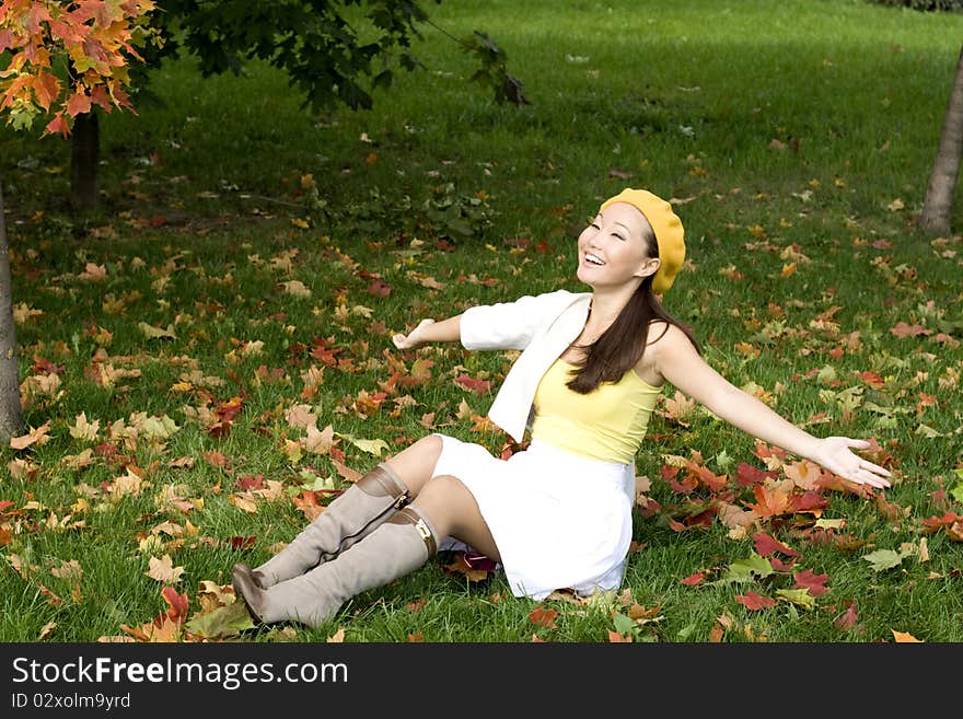 Girl resting in autumn park. Girl resting in autumn park