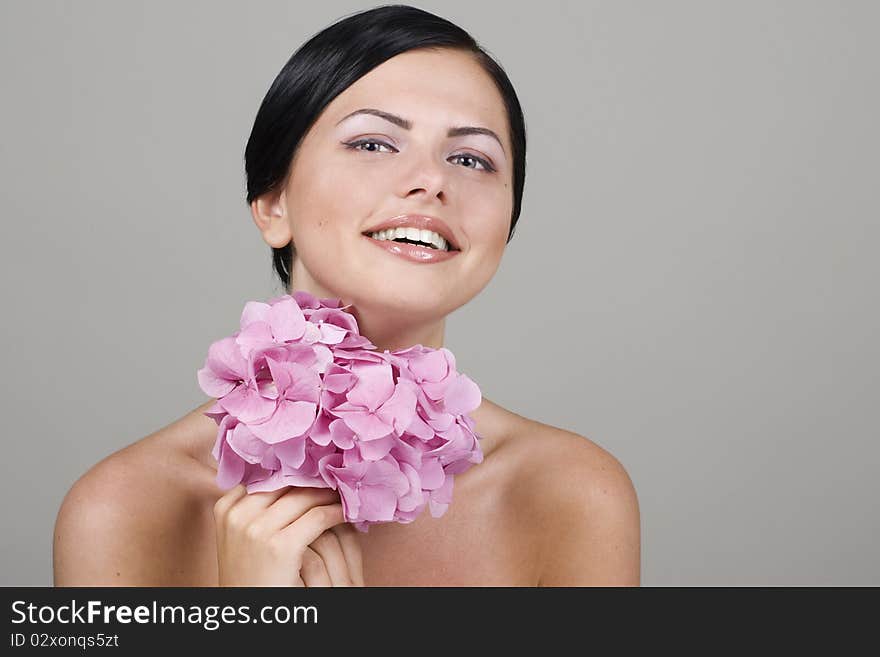 Beautiful woman with flower