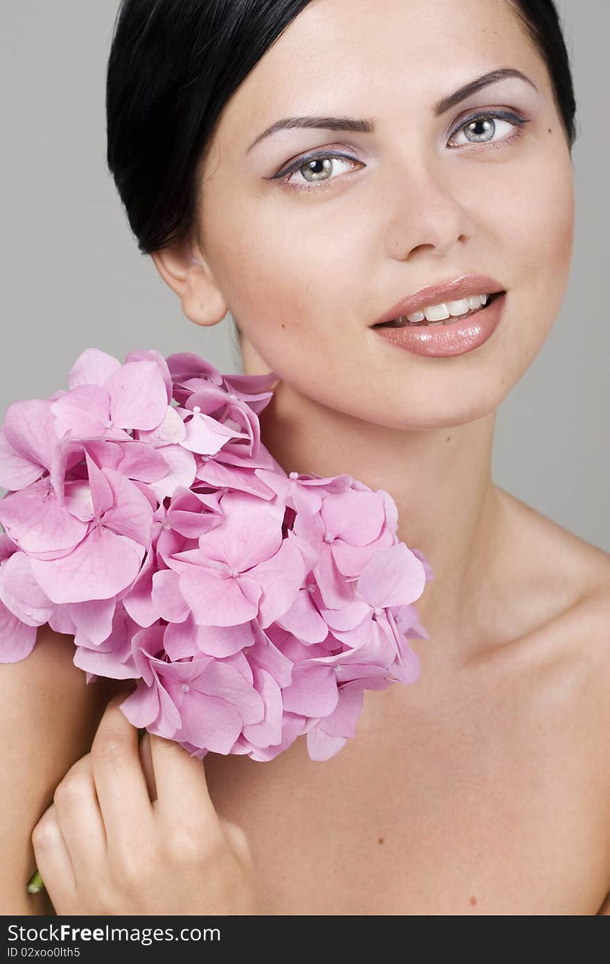 Beautiful woman with flower