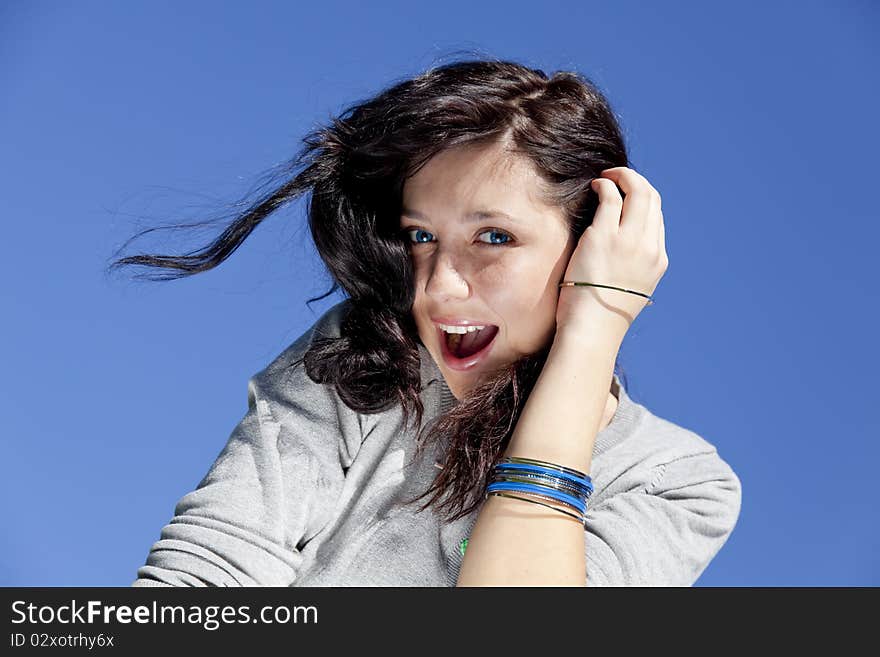 Portrait of beautiful brunette girl