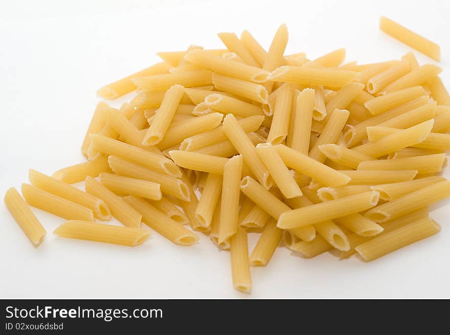 Noodless made fom wheat flour on a white background