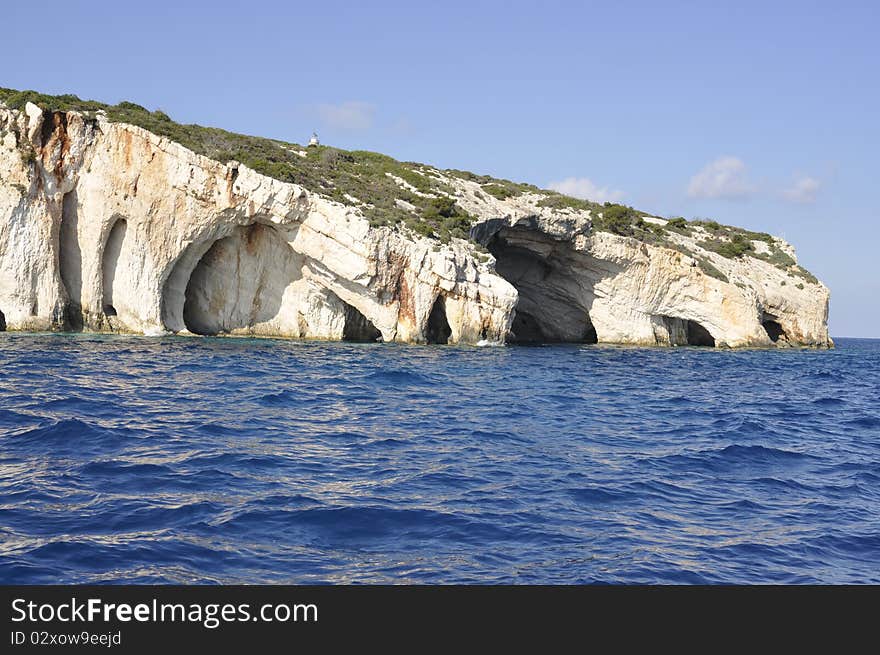 Blue caves in Zakynthos, Greek Island. Blue caves in Zakynthos, Greek Island