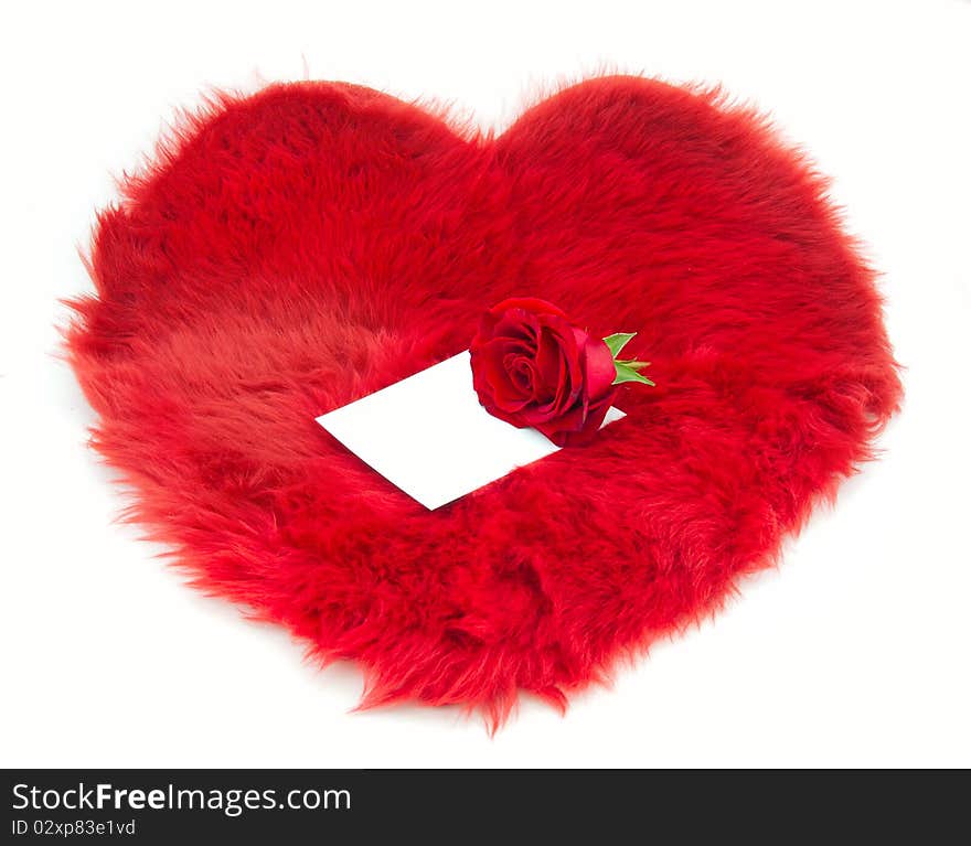 Red fur heart and note on it