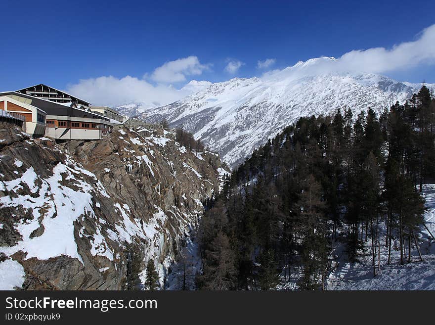 Modern building in the Swiss Alps. Modern building in the Swiss Alps.