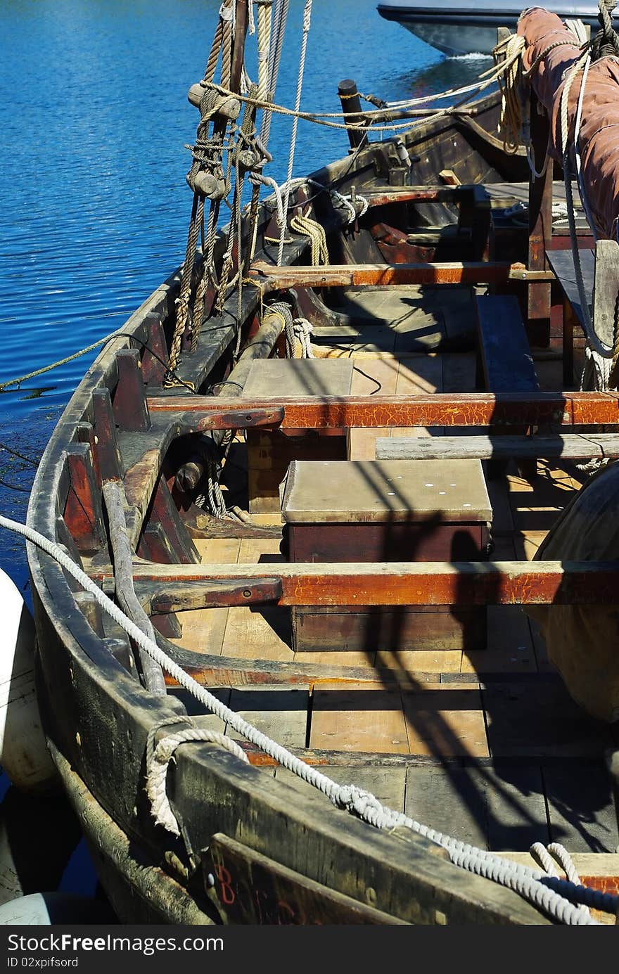 Ancient wooden sailboat