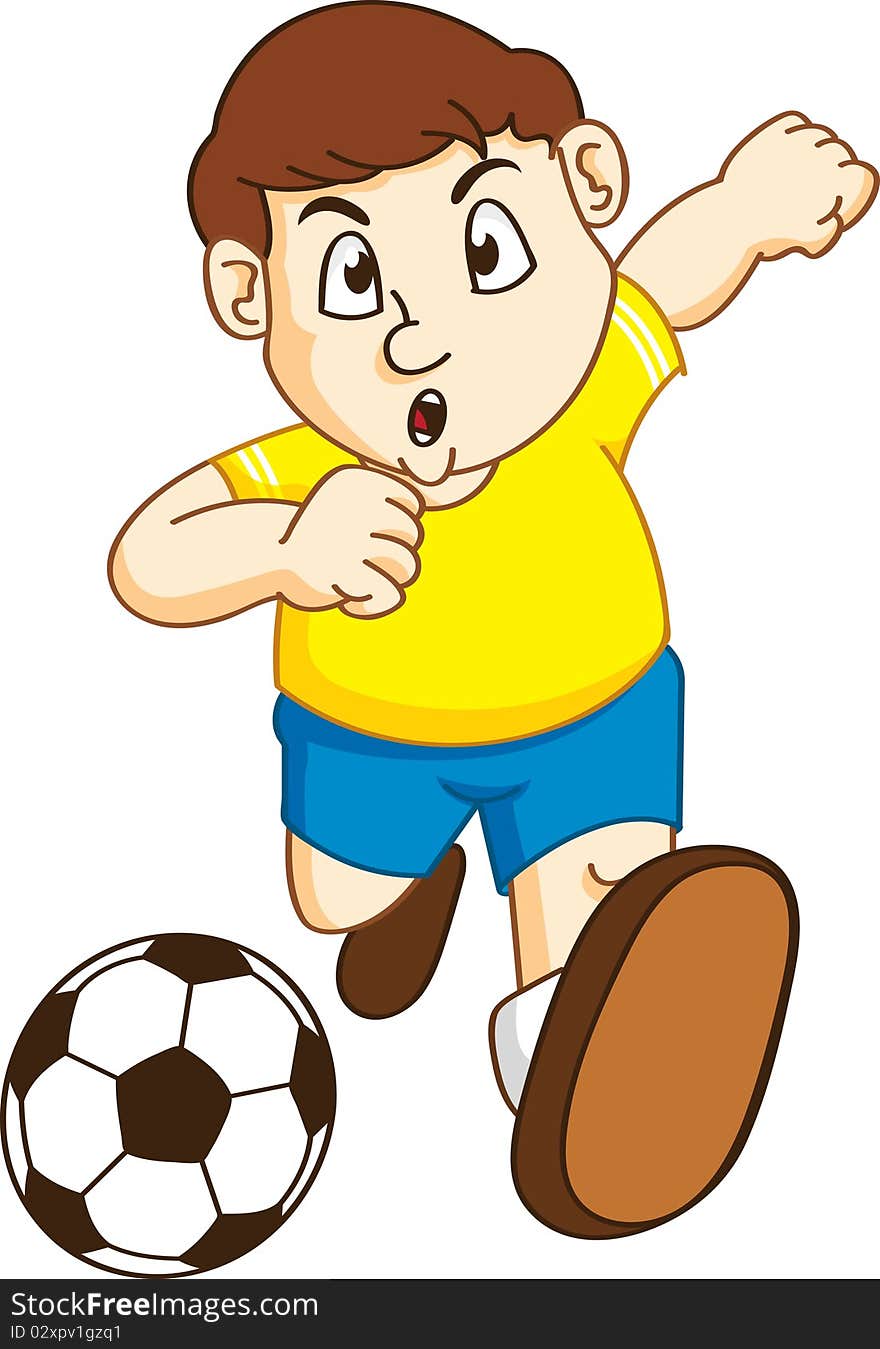 Boy playing soccer in vector format