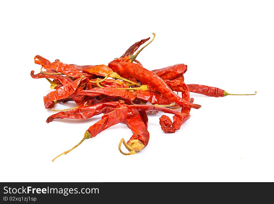 Dry Red Hot Chili on white background