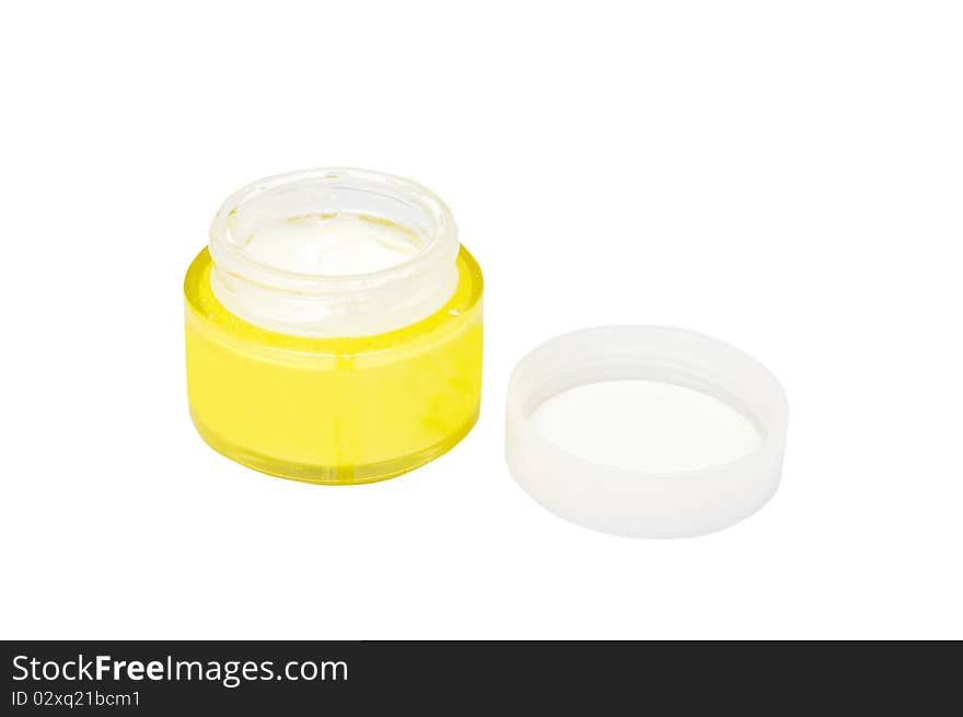 Jar of moisturizer Face cream on white background