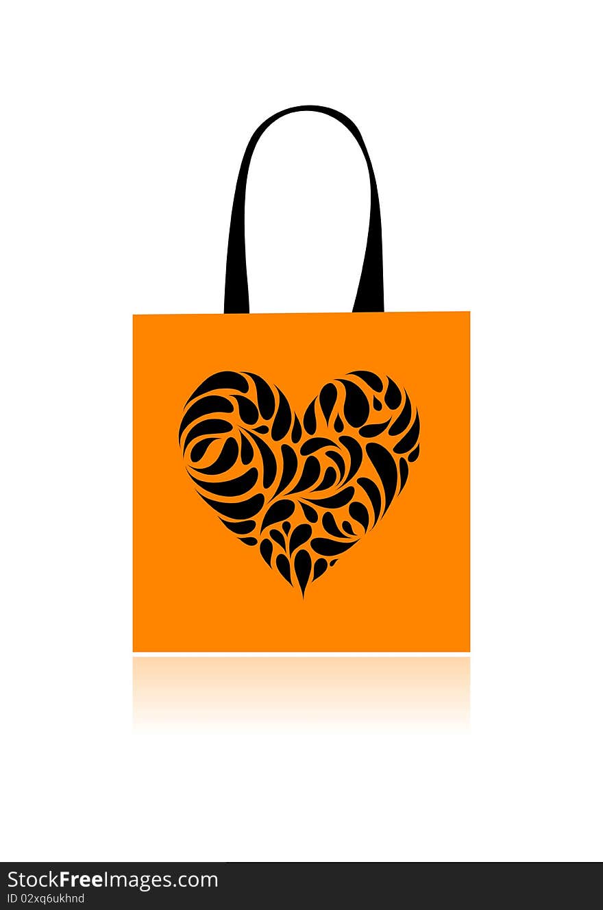 Shopping bag design, floral heart shape