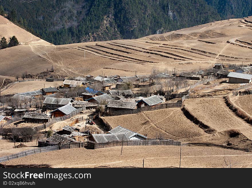 Peaceful village at Shangri La in china