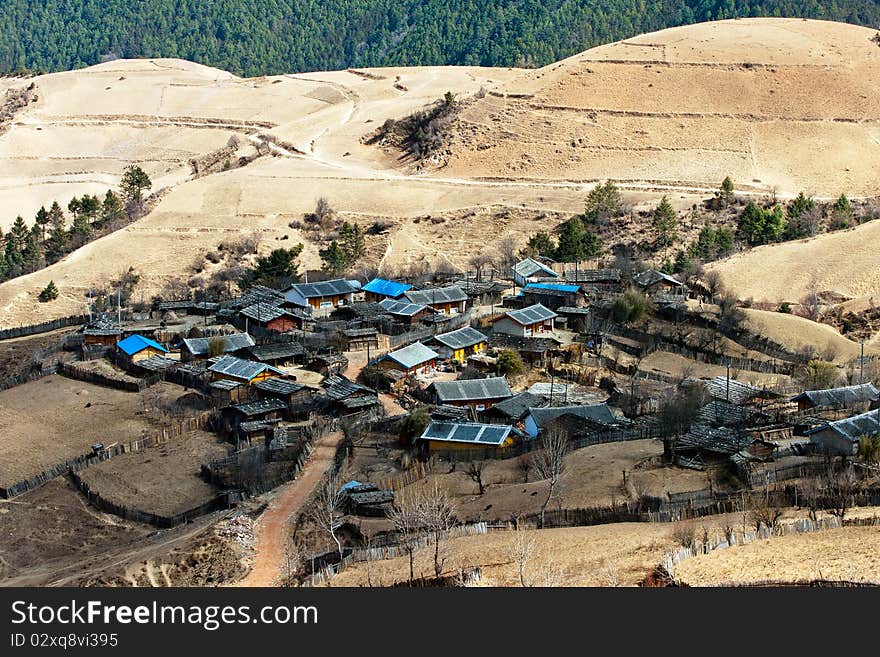 Peaceful village at Shangri La in china