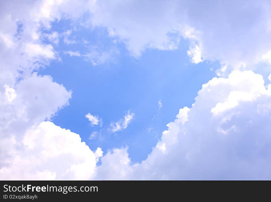 Spaces in the sky. Box of clouds that pass through the sky.