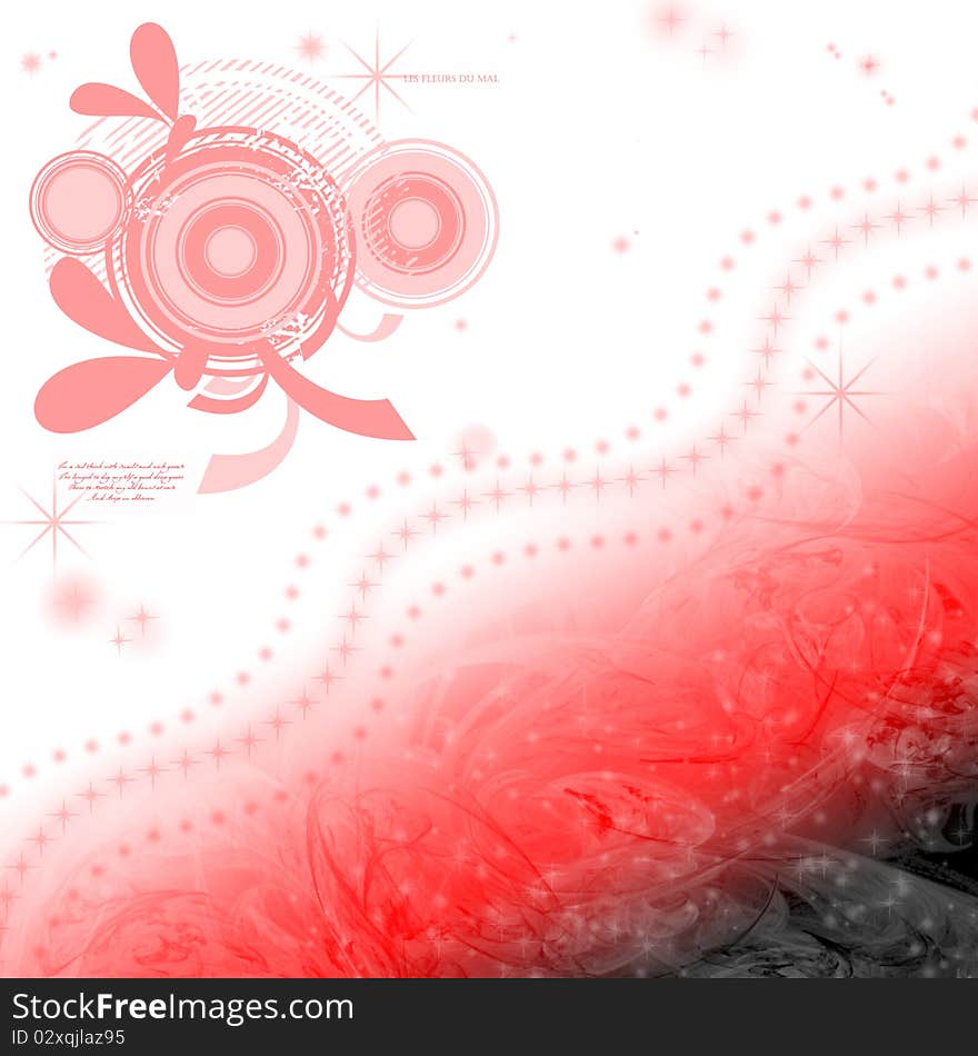 Background with a gradient black, red, white, a raster