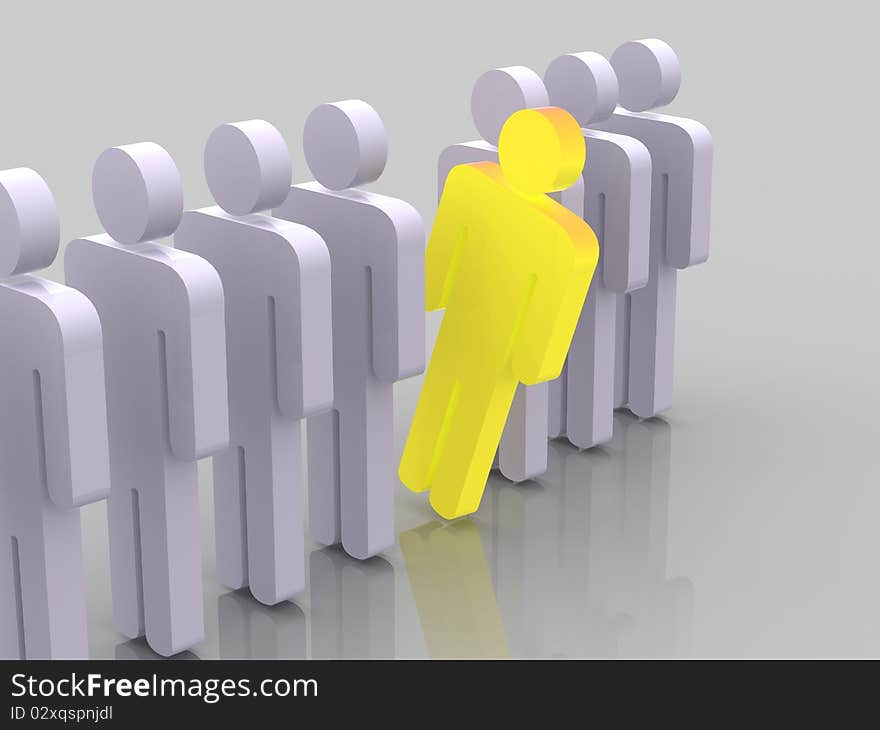 People. 3d. image against a uniform background