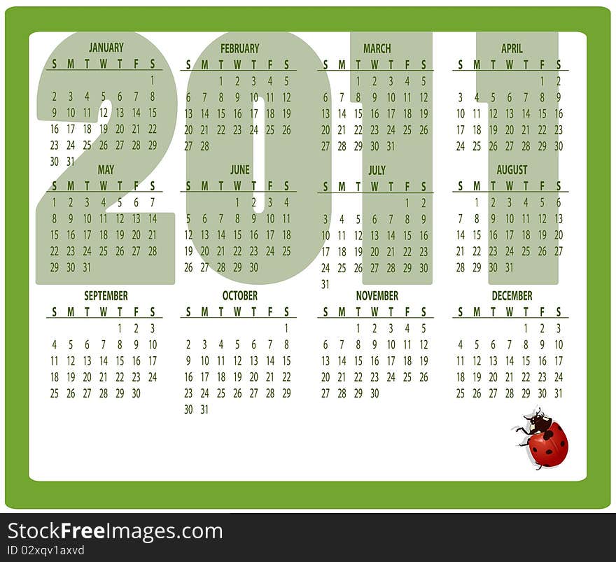 Vector Illustration of style design Calendar for 2011