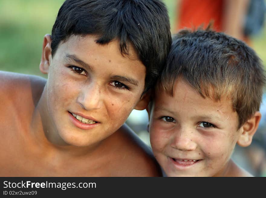 Portrait of two friends boys