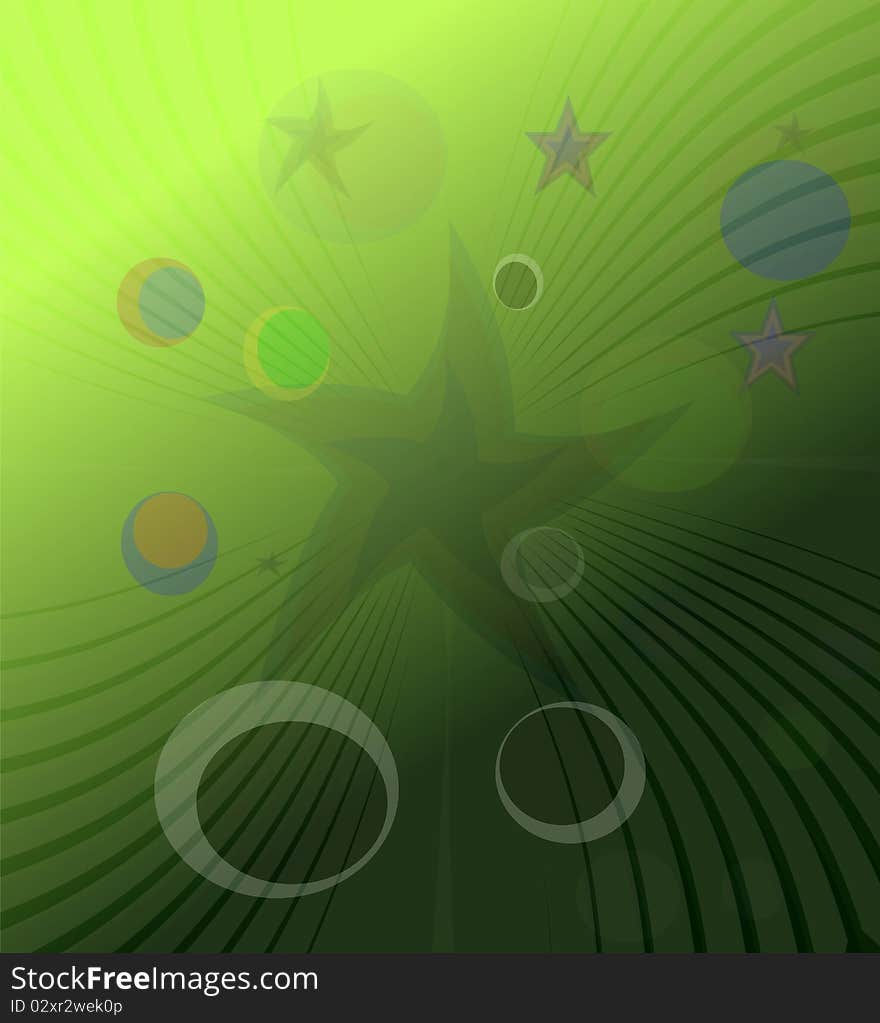 Twisted stars abstract background green