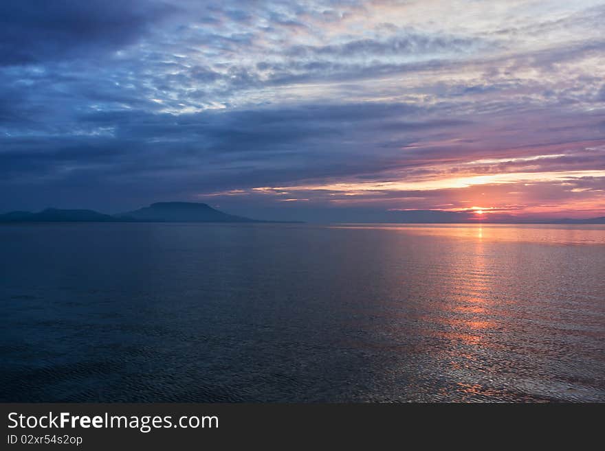 Beautiful sunrise at lake Balaton (Hungary)