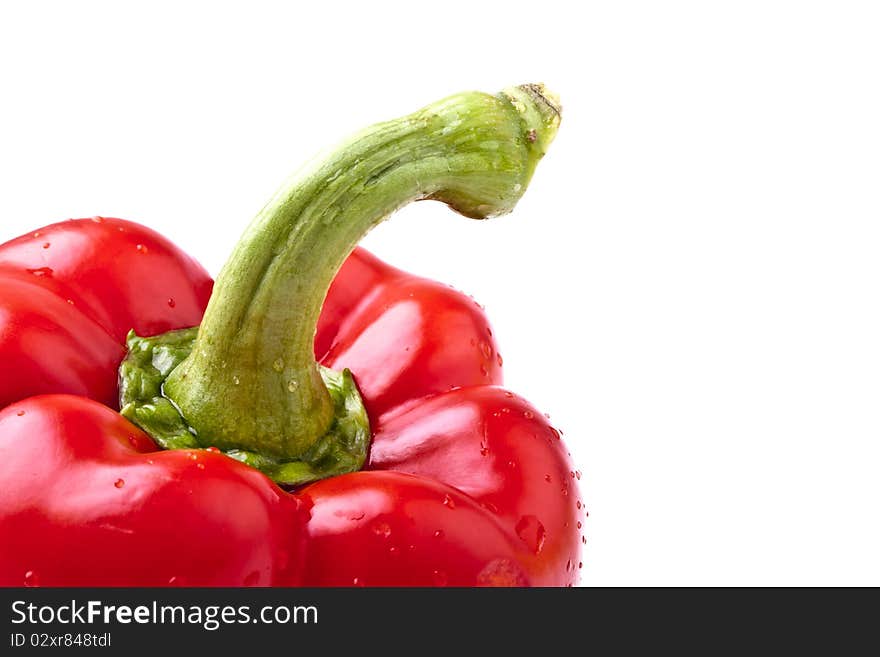 Red Pepper Closeup, isolated on white