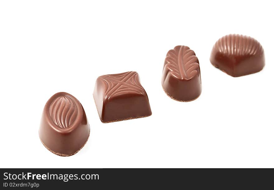 Chocolates on a white background