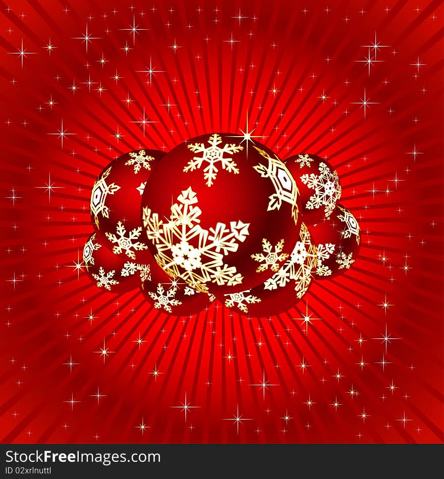 Christmas illustration on a red background. Vector. Christmas illustration on a red background. Vector.