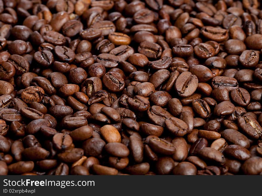 Close up view of coffee beans