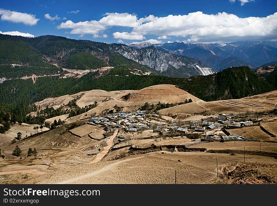 Peaceful village at Shangri La in china