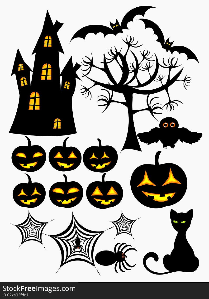 Set of halloween  design elements. Set of halloween  design elements