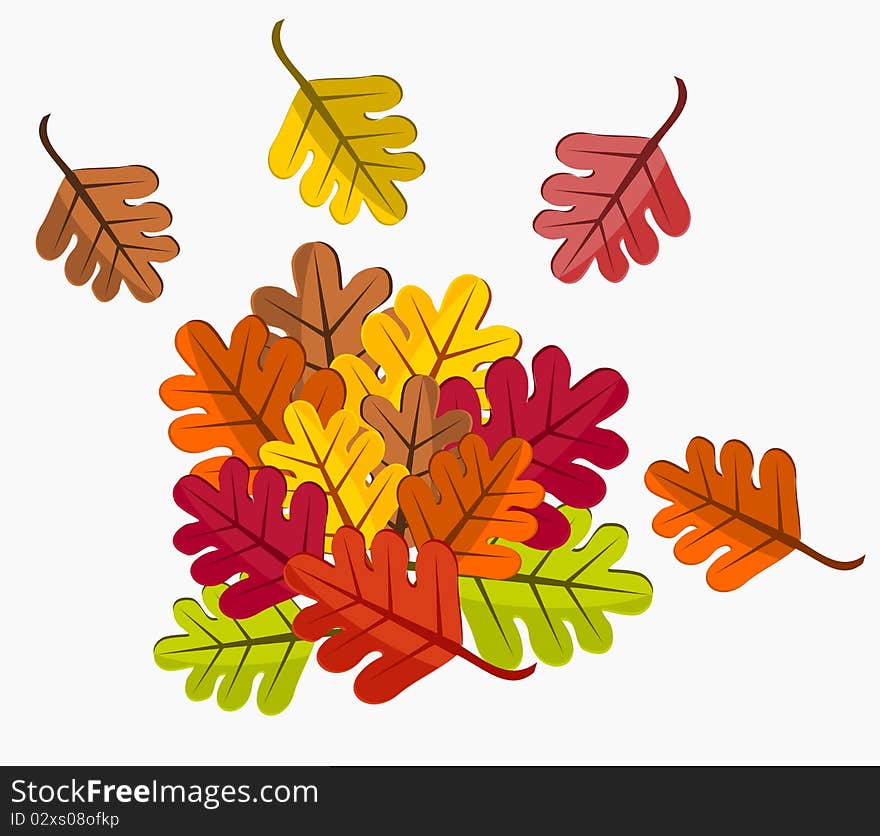 Colorful autumn fallen leaves illustration