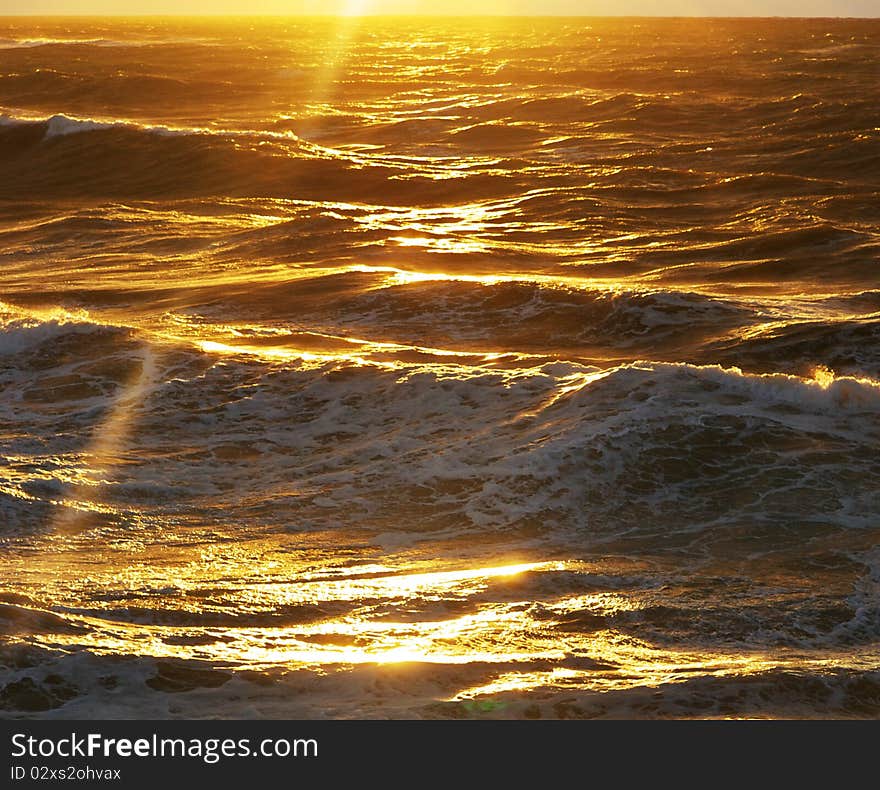 Golden sea waves. Nature composition. Golden sea waves. Nature composition.