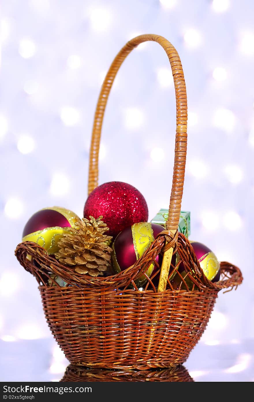 Christmas toys in a basket