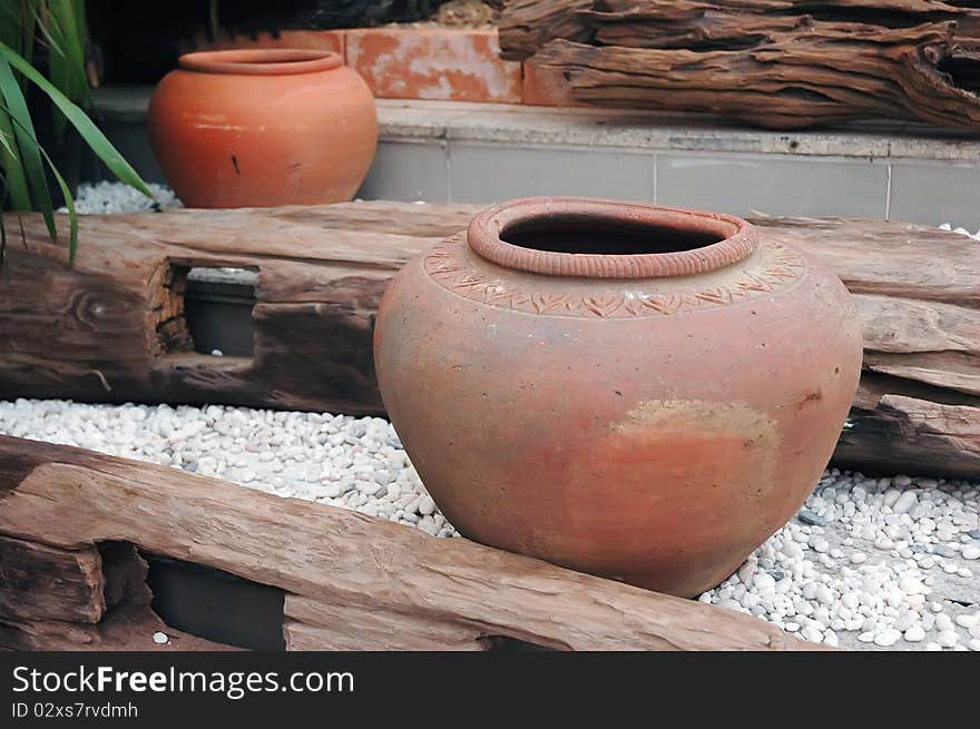 Jar made of clay for decoration